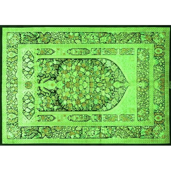 Ahgly Company Indoor Rectangle Persian Green Traditional Area Rugs, 8' x 10'
