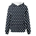 thumbnail image 4 of Dazajoo Polka Dot Hoodie Women Oversized Long Sleeve Sweatshirts with Pocket Lightweight Workout Athletic Hooded Pullover,Black,L, 4 of 5