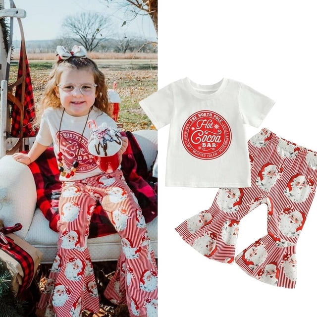 Conjunto de ropa de Navidad para niñas de 1 a 6 años, Cosplay de piel de Papá Noel con lentejuelas, camisetas de manga corta con hombros descubiertos y pantalones, disfraz para niños zhangyuxiang unisex