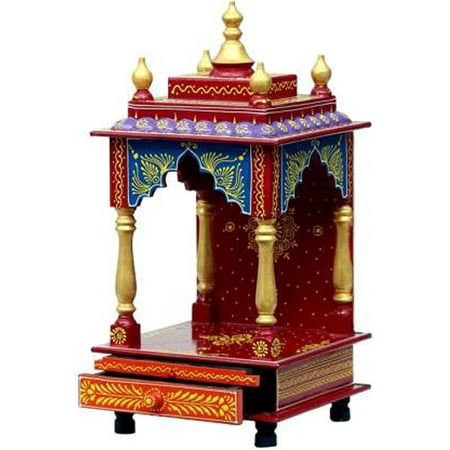 

Home and Bazaar Rajasthani Ethnic Hand Painted Handcrafted 11x11x24 inch Outer Size / 9x9x10.75 Inch Inner Size (LxWxH) Wooden + MDF Temple KI-291