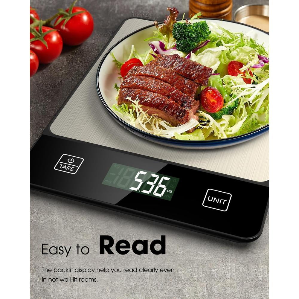 Food Scale, 22lb Digital Kitchen Scale Weight Grams and Oz for Baking Cooking Coffee Meal Prep Package Postage, 6 Units with Tare Function, 1g/0.04oz Precise Graduation (Black)