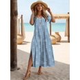 thumbnail image 2 of Nuevos vestidos de vacaciones para mujer, elegantes vestidos midi con estampado de ancla, vestidos femeninos de manga corta, ropa oversize de moda, verano 2024, 2 of 5
