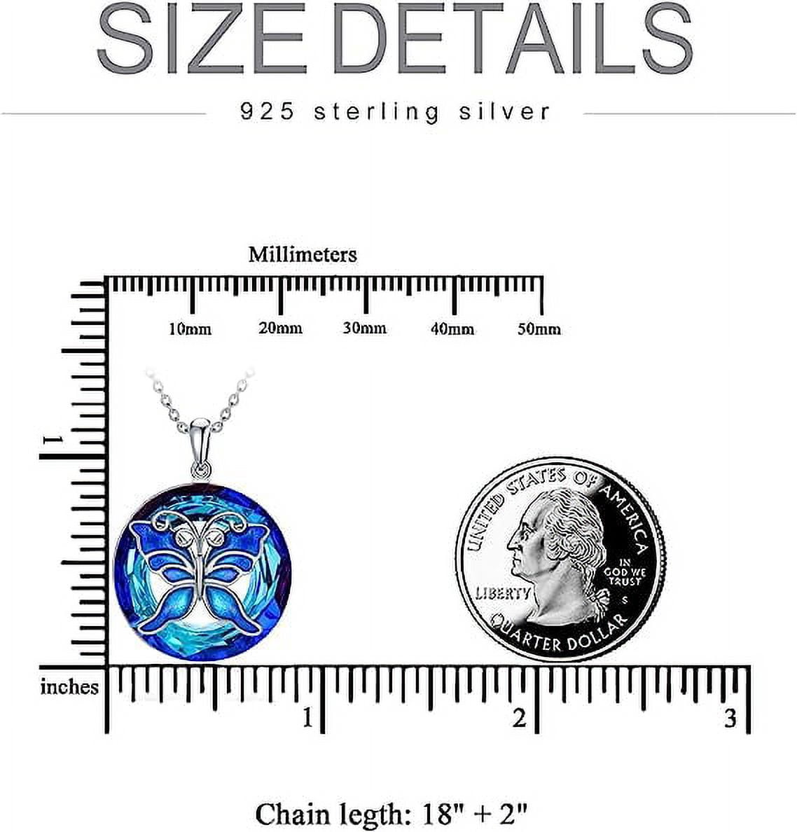 SISGEM Butterfly Necklace 925 Sterling Silver Blue Butterfly Necklace with Crystal Jewelry Gifts for Women Friend Wife Mother