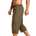 thumbnail image 3 of Casual Summer Shorts for Men Elastic Waist Zipper Pockets Outdoor Running Jogger Capri Pants Fathers Gift, 3 of 8