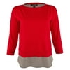 Petite Women's Contrast Layered Crewneck Sweater-FR-PXS