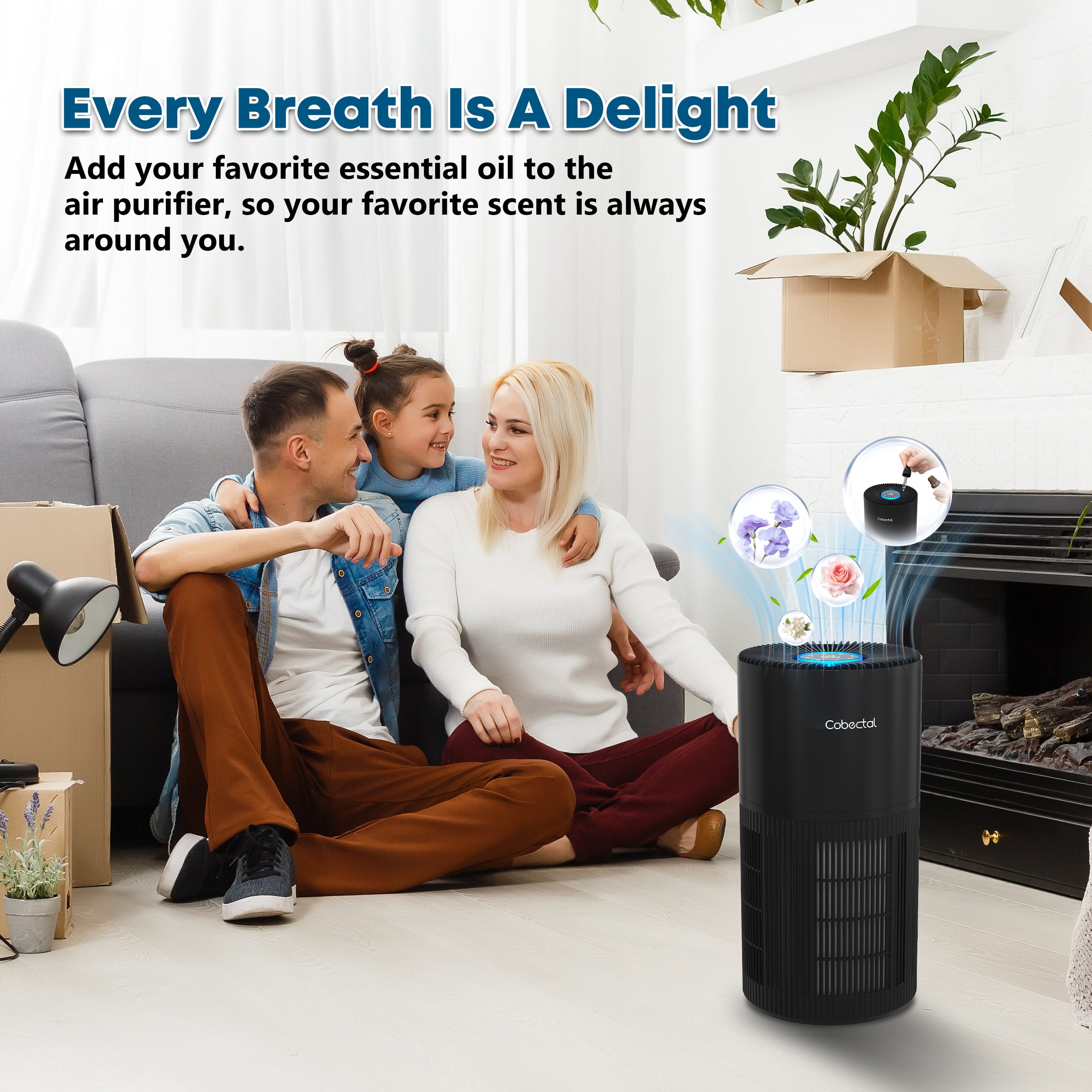 Cobectal ZQA6000A HEPA Air Purifier for Home with Dust & Hair Filter, Pet-Friendly, White
