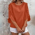 thumbnail image 2 of Timegard Womens Tops Ruffle Half Sleeve Crewneck Loose Comfy Tops Blouse Casual Summer Spring Solid Color, 2 of 7