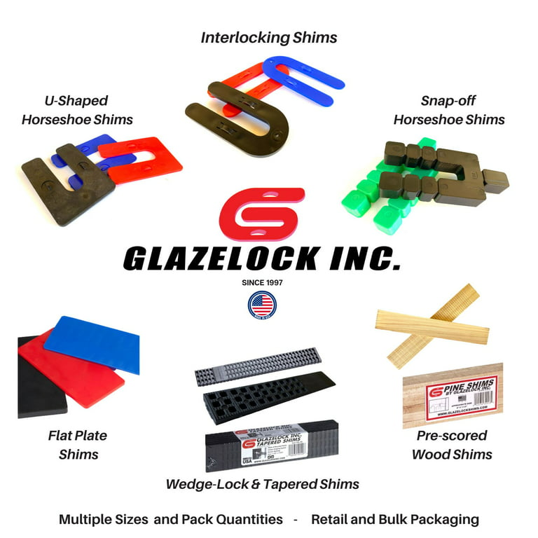Glazelock WS02 8 inch x 1-1/4 inch x 3/8 inch Natural Pine Wood Shims 10 x 84pk Retail Box, Yellow