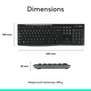 Logitech K270 Keyboard - Wireless Connectivity - RF - USB Interface - Compatible with Computer (PC) - Black