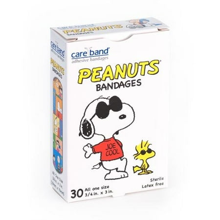 Carebrand Peanuts Bandages, 30 ct
