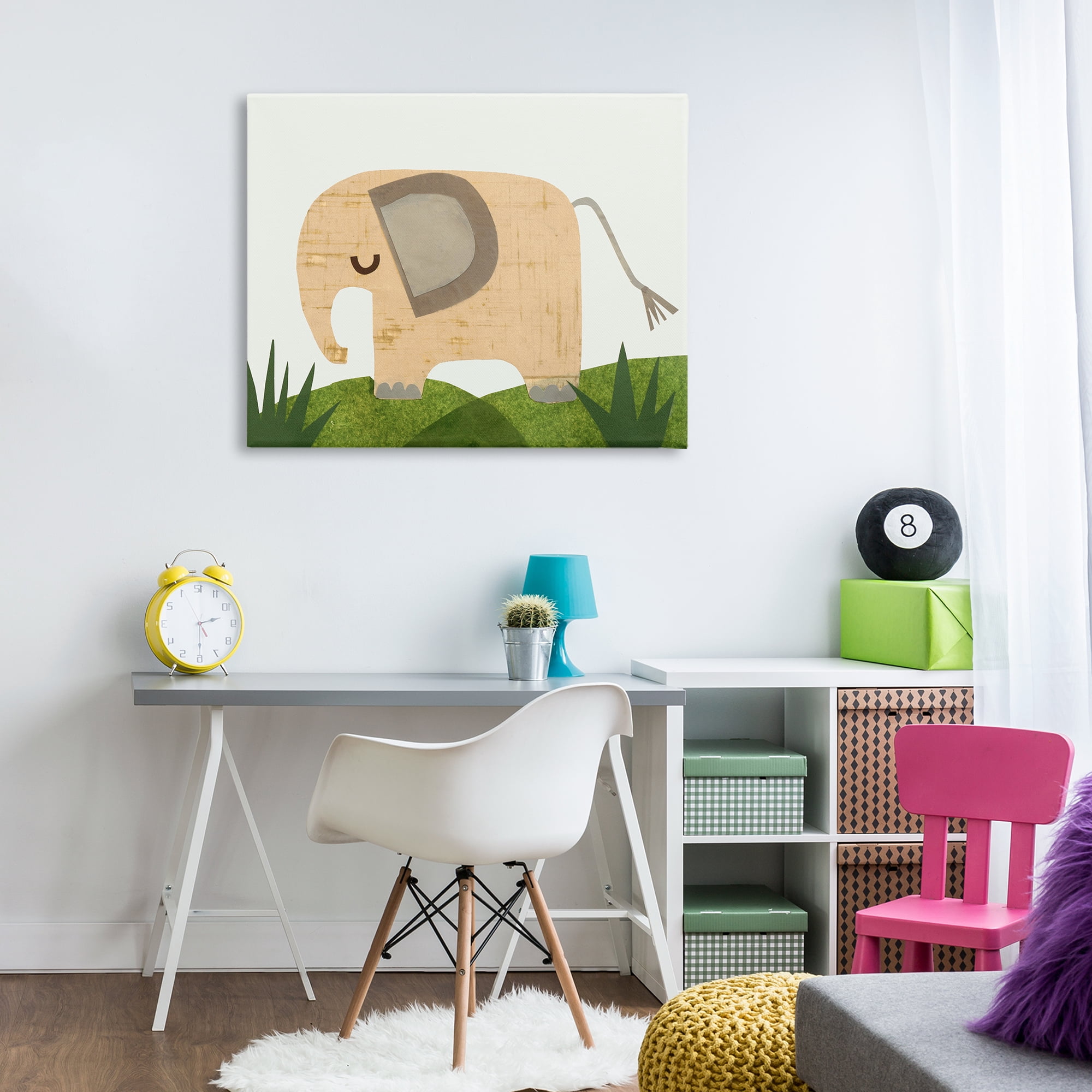 Stupell Industries Cozy Corner Elephant Animals & Insects Painting Gallery Wrapped Canvas Art Print Wall Art, 40 x 30