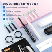 Fairywill Electric Toothbrush for Adults,Dual Pack with Travel Case 60 Day Battery Sonic Toothbrush,47,000 VPM 5 Modes IPX7 Waterproof 8 Brush Heads for Couples Family,Black & White