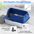 thumbnail image 3 of Stainless Steel Litter Box Non-stick, XL Side Opening Splash-Proof & Leak-Proof Seamless Seal, Large Capacity, Cat Litter Box with Lid for Multi-Cats, Large Cats, Easy-Clean & Durable (Blue), 3 of 7
