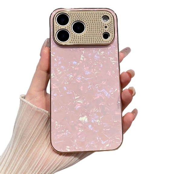 SHANJIGUANG for iPhone 17 Pro Max Case,Anti-drop,Anti-scratch,Cute Shell Texture Acrylic Phone Cover for Women Gift
