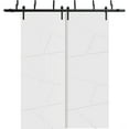 thumbnail image 1 of Sliding Closet Barn Bypass Doors 84 x 96 inches | Planum 0990 Painted White | Sturdy 8ft Rails Hardware Set | Wood Solid Bedroom Wardrobe Doors, 1 of 6