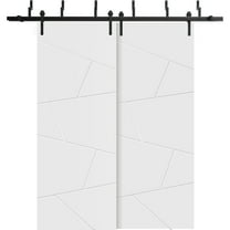 Sliding Closet Barn Bypass Doors 72 x 80 inches | Planum 0990 Painted White | Sturdy 6.6ft Rails Hardware Set | Wood Solid Bedroom Wardrobe Doors