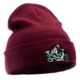 thumbnail image 4 of Moto Bike Embroidered 12 Inch Long Knitted Beanie - Maroon OSFM, 4 of 5