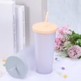 thumbnail image 4 of Acrylic Tumbler with Lid and Straw, 24 Oz Insulated Double Wall Cups, Matte Travel Tumblers for Drinking (Dark Blue), 4 of 6