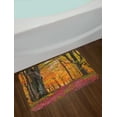 thumbnail image 2 of Autumn Bath Mat, Fall Forest with Shady Deciduous Trees and Faded Leaf Magic Woodland Picture, Non-Slip Plush Mat Bathroom Kitchen Laundry Room Decor, 29.5 X 17.5 Inches, Apricot Brown Red, Ambesonne, 2 of 2