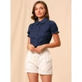 thumbnail image 4 of DARING DIVA Women's Cotton Frilled Peter Pan Collar Blouse XS Blue, 4 of 6