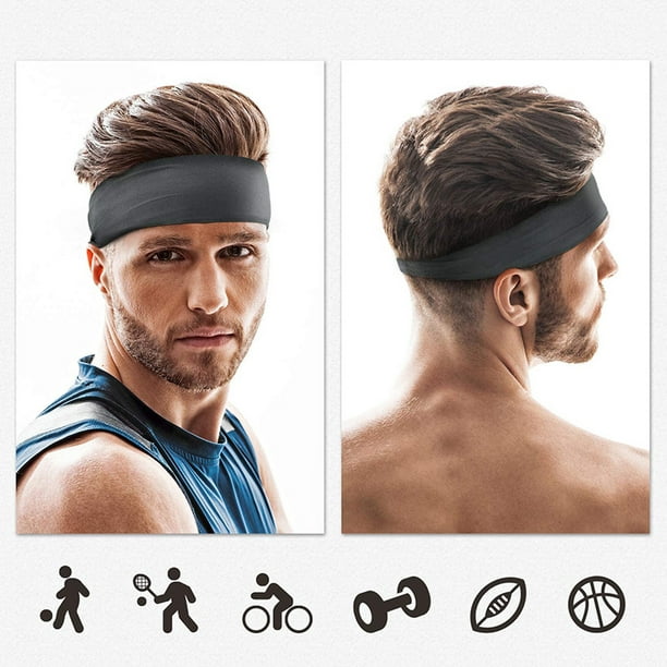 Bandeau (4 Pack), Bandeau pour Hommes & Bandeau de Sport pour la Course, le  Cyclisme, le Yoga, le Basket-Ball - Bandeau Anti-Humidité Extensible 