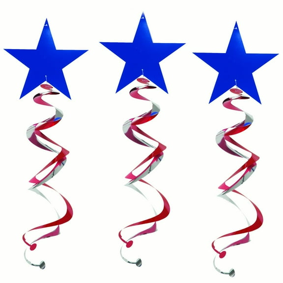 26" Double Hanging Swirl Patriotic Star Decorations, 3ct