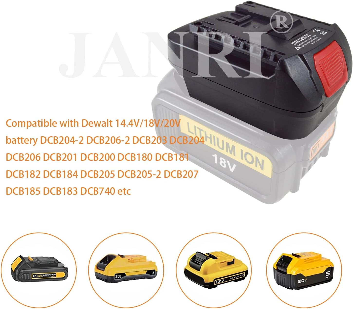 Battery Adapter for Bo+sch 18V Cordless Tool,Convert De_wa+lt 18V DCB184 DCB182 DCB181 DCB183 & Mil+wau-kee 18V M18 Lithium-Ion Battery to for Bos+ch 18V Battery BAT609 BAT612 BAT610 BAT611