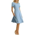 thumbnail image 4 of INSPIRE CHIC Women's Office Dresses Split Neck Short Sleeve Work A-Line Dress, 4 of 5