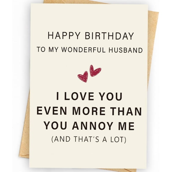 Happy Birthday Card for Wonderful Husband – Funny and Heartfelt Design – Envelope Included – Perfect Gift for Anniversary or Special Occasions