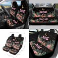 thumbnail image 2 of Renewold Dragonfly Moon Flower Pink Car Seat Covers Set of 15, Steering Wheel Cover Seatbelt Cushion Pad Trash Bin Mount Sunglasses Holder Rearview Mirror Cover Cup Holder Key Chain Car Accessories, 2 of 7