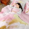 thumbnail image 4 of Castle Fairy Gradient Oil Painting Bedding Comforter Set 7pcs for Children Teens Adults,Abstract Ombre Watercolor Queen Bedding Sets Super Cozy,Gold Metallic Queen Sheet Sets,Luxury Bedroom Decor, 4 of 8