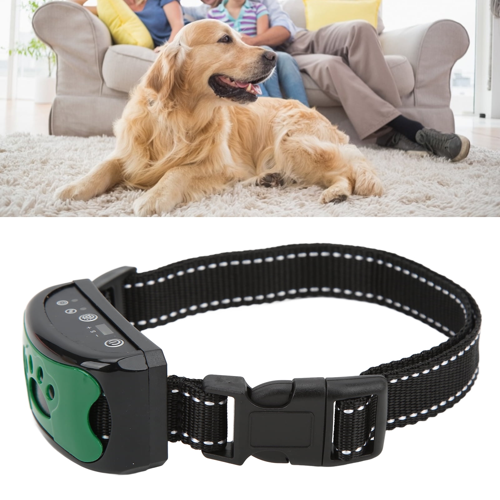 Puppy Training Collar Rechargeable Automatic Dog Bark Collar For Outdoor Green Black