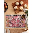 thumbnail image 2 of Placemats Set of 6, Valentine''s Day Pink Love Splicing Hearts Black and White Plaid Kitchen Table Placemats,Non Slip Washable Dining Table Mats Set for Wedding Holiday Party Decoration, 2 of 5