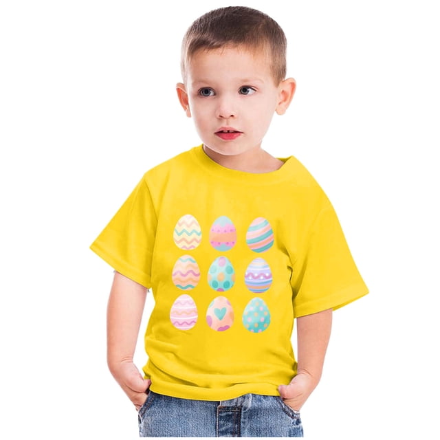 Meichang T-Shirt pour Enfants 3-14 Ans pour Garçons Filles Manches Courtes T-Shirts Nouveauté Oeufs de Pâques T-Shirts Colorés Ados Col Rond Chemises Mode Hauts Jour de Pâques Vacances