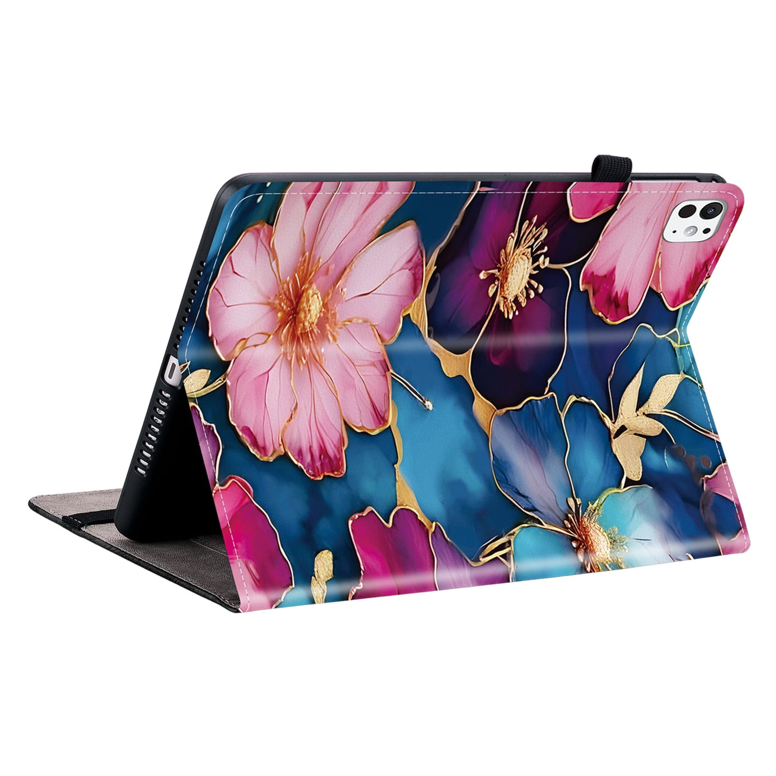 Allytechgroup for iPad 10.2" 9th 8ht 7th Generation Case, Premium PU Leather Flip Cover Stand Cover with Cards Slots Pencil Holder Shockproof TPU Inner Case for Apple iPad 10.2", Flowers