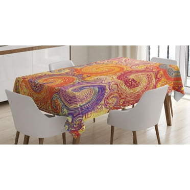 Ambesonne Abstract Tablecloth Rectangular Table Cover, Grunge Sun Boho, 60"x84", Multicolor