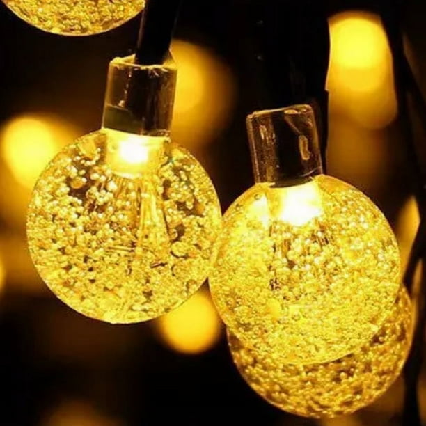 Guirnalda de luces Led solares con forma de bola de burbuja, guirnalda con luz redonda de cristal para exteriores, patio, luces navideñas impermeables para césped y vacaciones