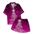 thumbnail image 4 of FAOWME Vêtements d'Intérieur d'Été pour Enfants Garçons Filles T-Shirt à Manches Courtes Imprimé Col Rond Pantalons Courts Pyjamas Costumes Nourrissons Violet 10-11 Ans, 4 of 4