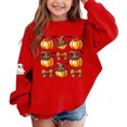 thumbnail image 5 of DJDLJWCJ Girls Halloween Fleece Sweatshirt Long Sleeve Crew Neck Oversized Graphic Pullover Kids Fall Casual Halloween Sweatshirts Red Size 13, 5 of 7