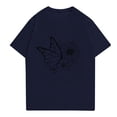 thumbnail image 2 of NAMTYQX Summer Tops Cute Crewneck Baggy Short Sleeve Plus Size Gemusterte Graphic Cool Stretch Ladies Tops and Blouses Dark Blue Size L, 2 of 4