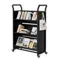 thumbnail image 1 of QinaQin Carrito librero con ruedas de alta resistencia, repisas en forma de V y ruedas con seguro, organizador móvil para biblioteca, oficina, escuela u hogar, 1 of 6
