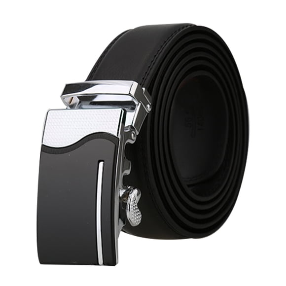 Hombres Hebilla Automática Trinquete Grandes Negocios Visten Cinturón De Cuero Ancho De 1 3/8" Negro-4 55 7/8-58 5/8inches/ 155cm