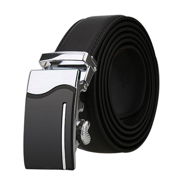 Hombres Hebilla Automática Trinquete Grandes Negocios Visten Cinturón De Cuero Ancho De 1 3/8" Negro-4 55 7/8-58 5/8inches/ 155cm