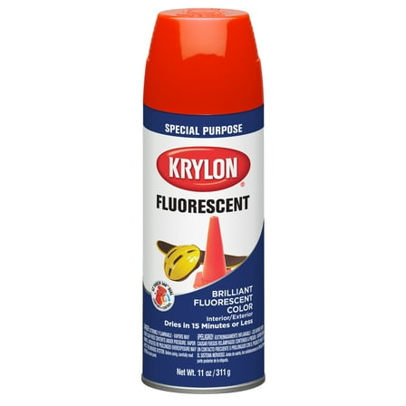 Krylon K03101777 Krylon Fluorescent Paint Red Orange Gloss 11 oz. Spray Paint, Multi-Surface, (1 Piece, 1 Pack)