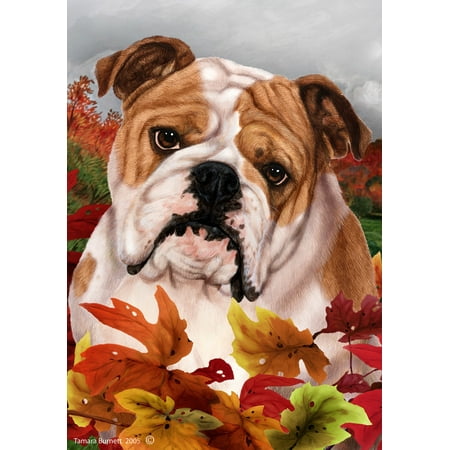 Bulldog - Best of Breed Fall Leaves Large Flags..