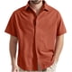 thumbnail image 1 of Playera Elvqul de Caballero de Color Sólido Marrón Economicas Manga Corta Botones Solapa, 1 of 5