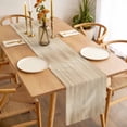 thumbnail image 3 of Orange Brown Table Runner - 108 Inch Long, Kitchen Dining Table Runner Dresser Scarves, Modern Abstract Art Ombre Striped Farmhouse Decor for Coffee Tables Wedding Party Banquet, 3 of 8