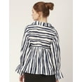 thumbnail image 2 of Moomaya Printed Pleated Tops For Women, Long Sleeves Summer Top, Designer Collar Shirt, 2 of 8