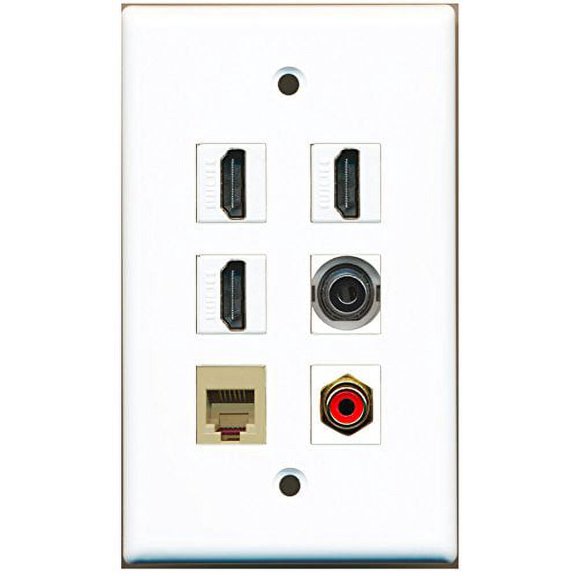 RiteAV - 3 HDMI 1 Port RCA Red 1 Port Phone RJ11 RJ12 Beige 1 Port 3.5mm Wall Plate