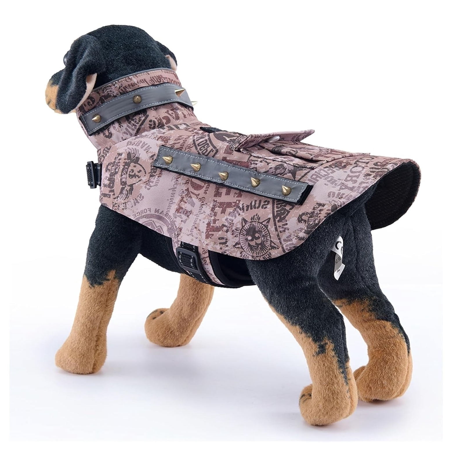 Spiked Small Dog Vest,Reflective Dog Harness Vest with Removable Spikes, Anti-Bite & Predator Protective Dog Jacket with D-Ring & Breathable Linings Brown Pocket XS